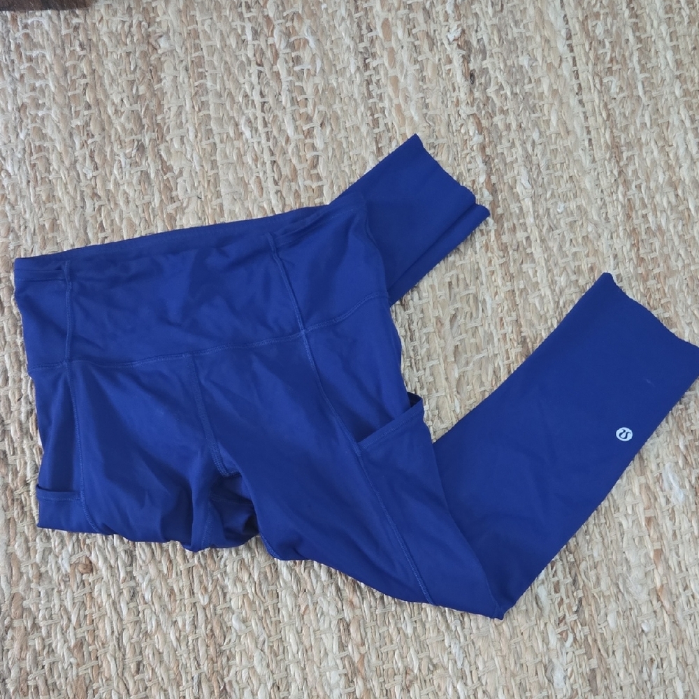 Blue Leggings with Side Pockets